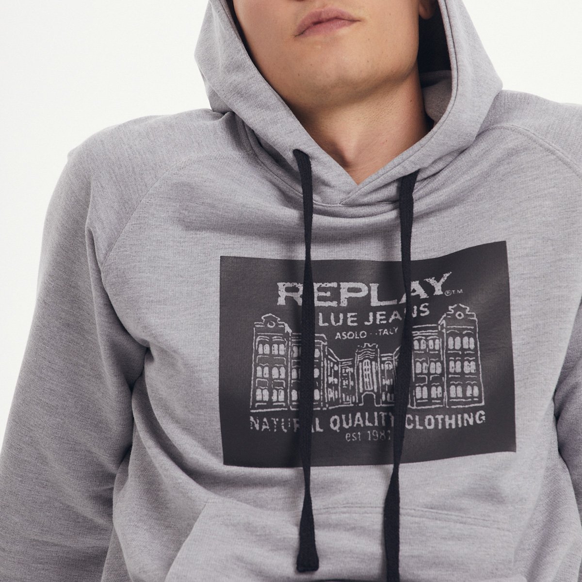 Miniatura Moletom Replay C/ Capuz Masculino Cinza - EGG