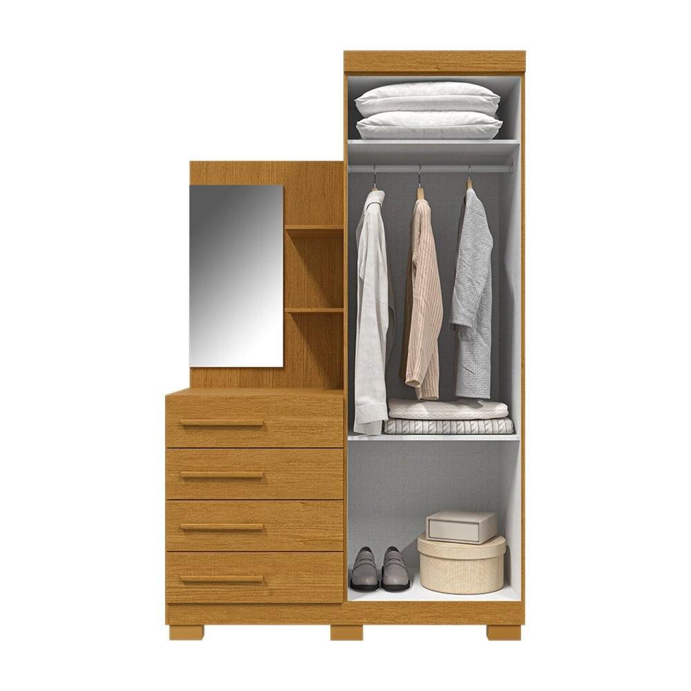 Miniatura Guarda-roupa Solteiro 110,20cm 2 Portas 4 Gavetas com Espelho 100% Mdf Cinamomo