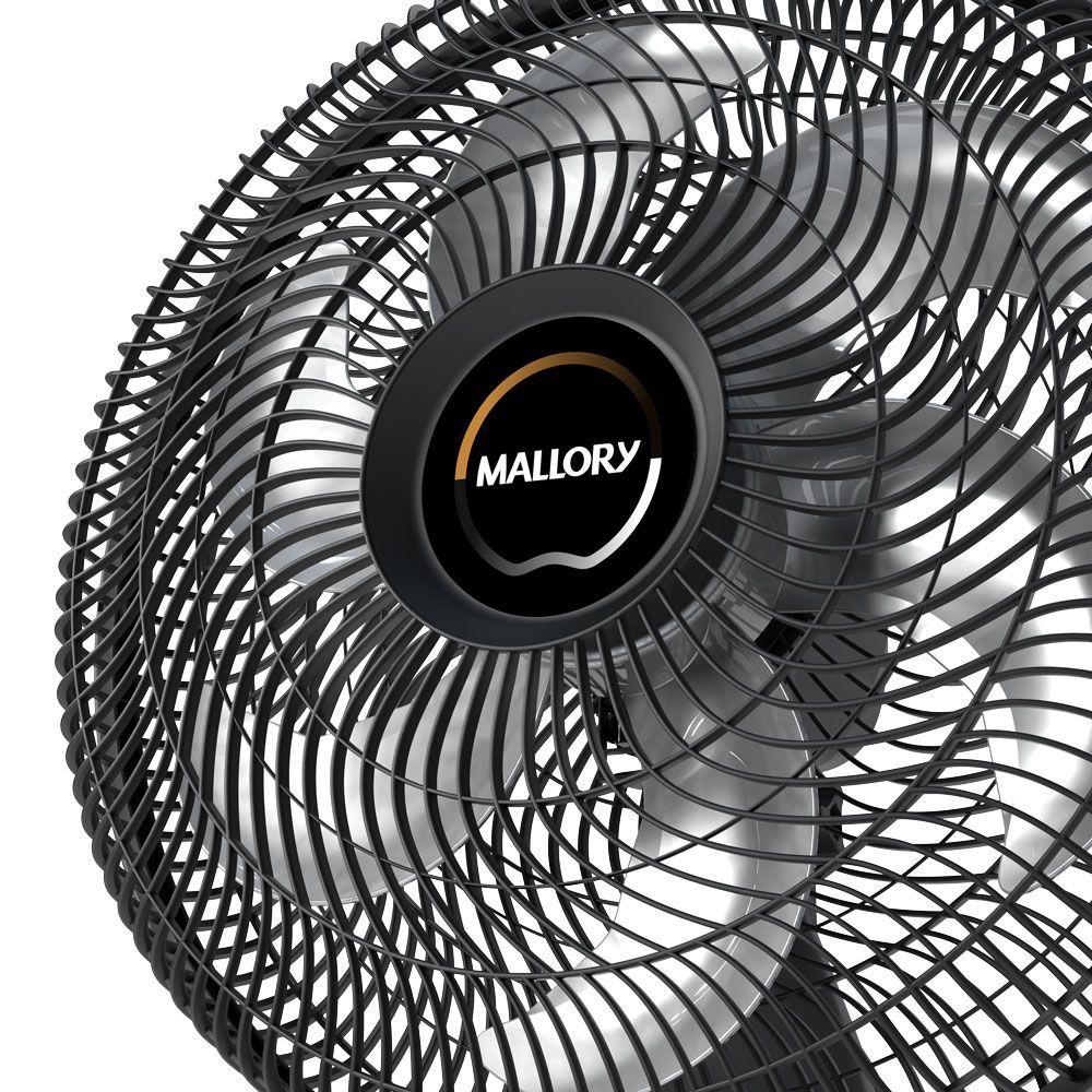 Miniatura Ventilador De Coluna Mallory Éolo 6 Pás 126W Preto e Grafite - 110V