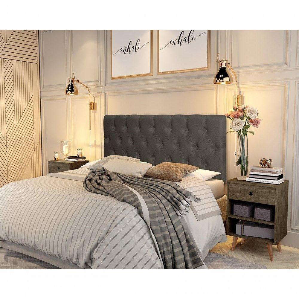 Miniatura Painel Cabeceira Paris Casal Para Cama Box 1,38 Suede Marrom