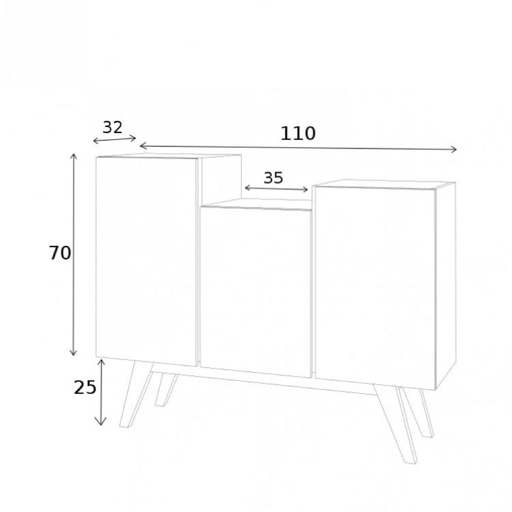 Conjunto Rack para TV até 48 Polegadas 2 Portas e Buffet 3 Portas Elegance Estilare Branco Madeirado/Off White