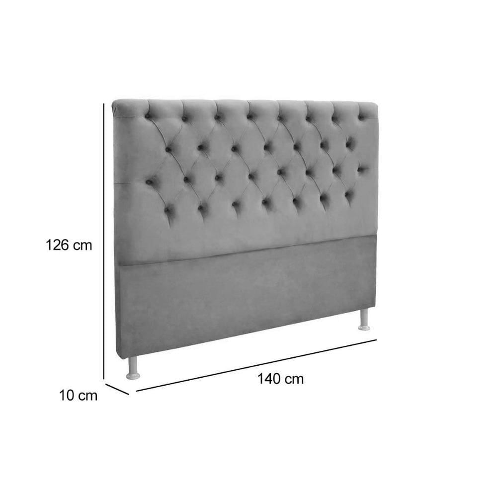 Miniatura Cabeceira Cama Box Estofada Casal Casal Embaixatriz Plus Suede Cinza - Simbal