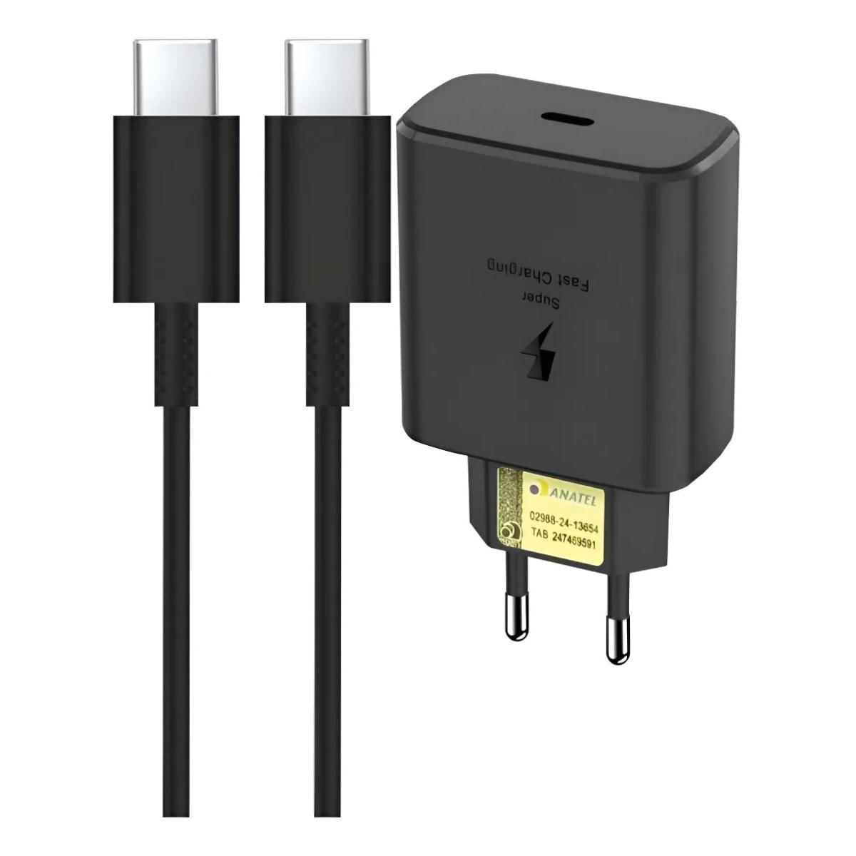 Miniatura Carregador Celular Usb-C Turbo Preto Carregamento Rápido