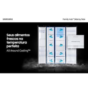 Geladeira Samsung Side by Side RS58 608 Litros Family Hub Black Inox 110V