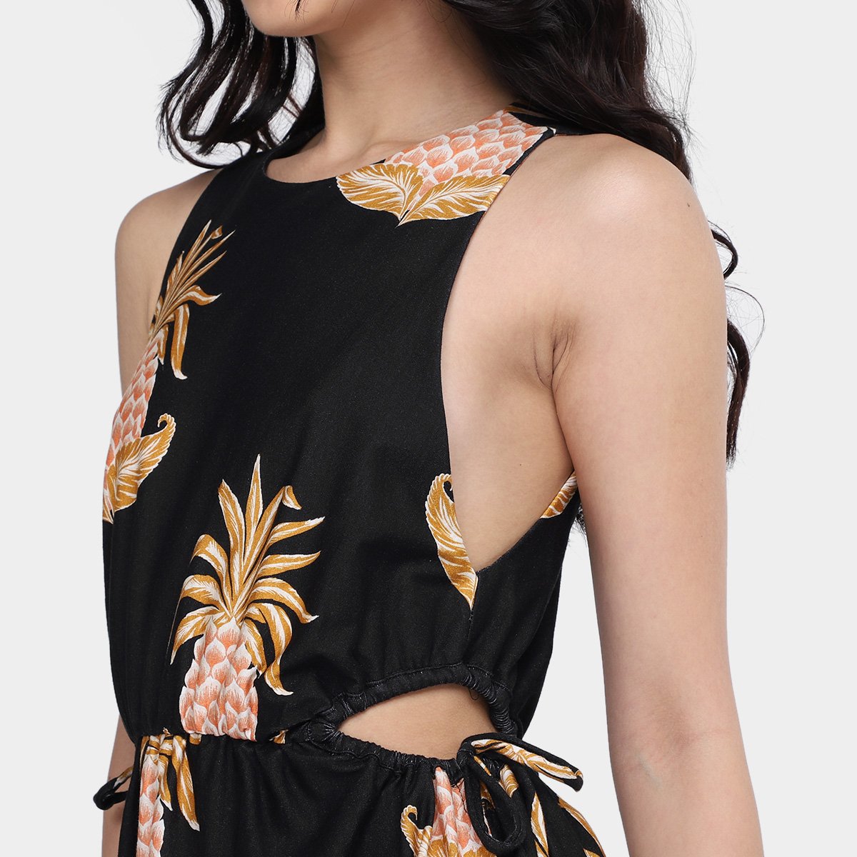 Miniatura Vestido Farm Midi Amalfi Abacaxi Feminino Preto - G