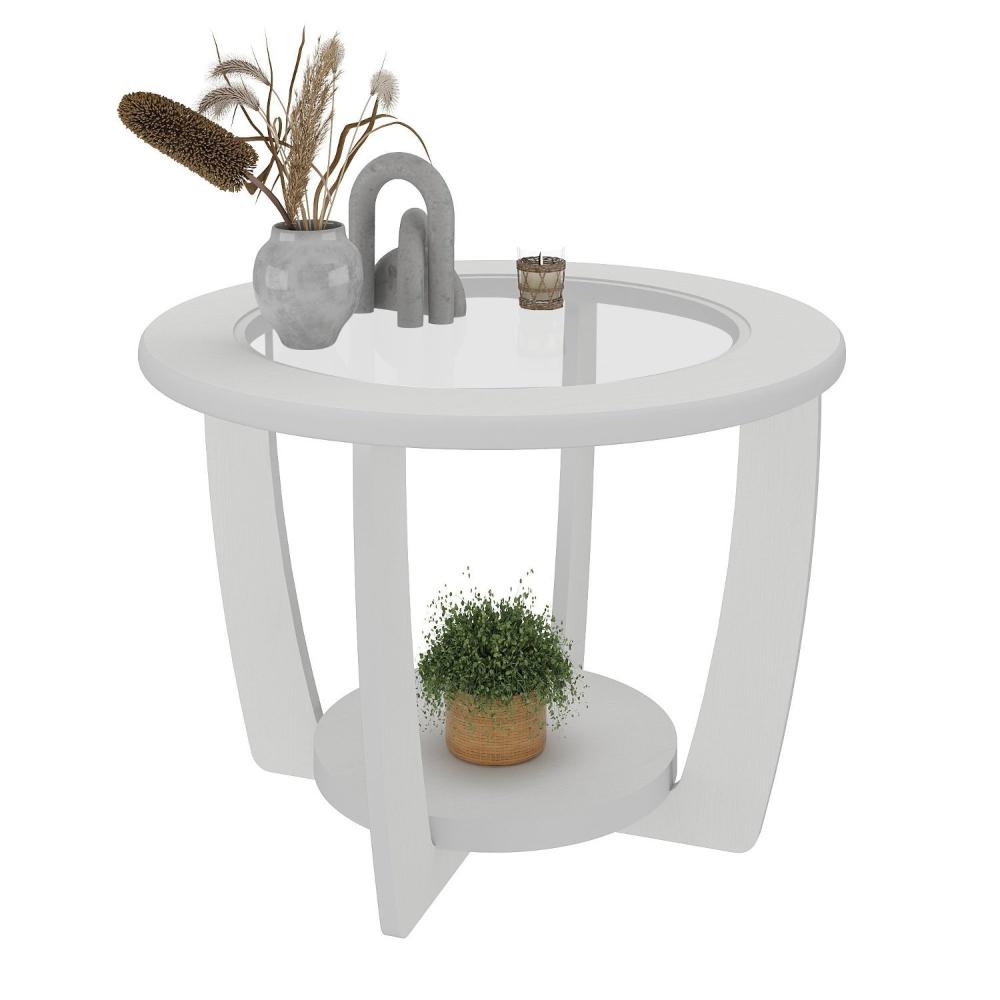 Miniatura Mesa de Centro Vidro Temperado Havai Branco