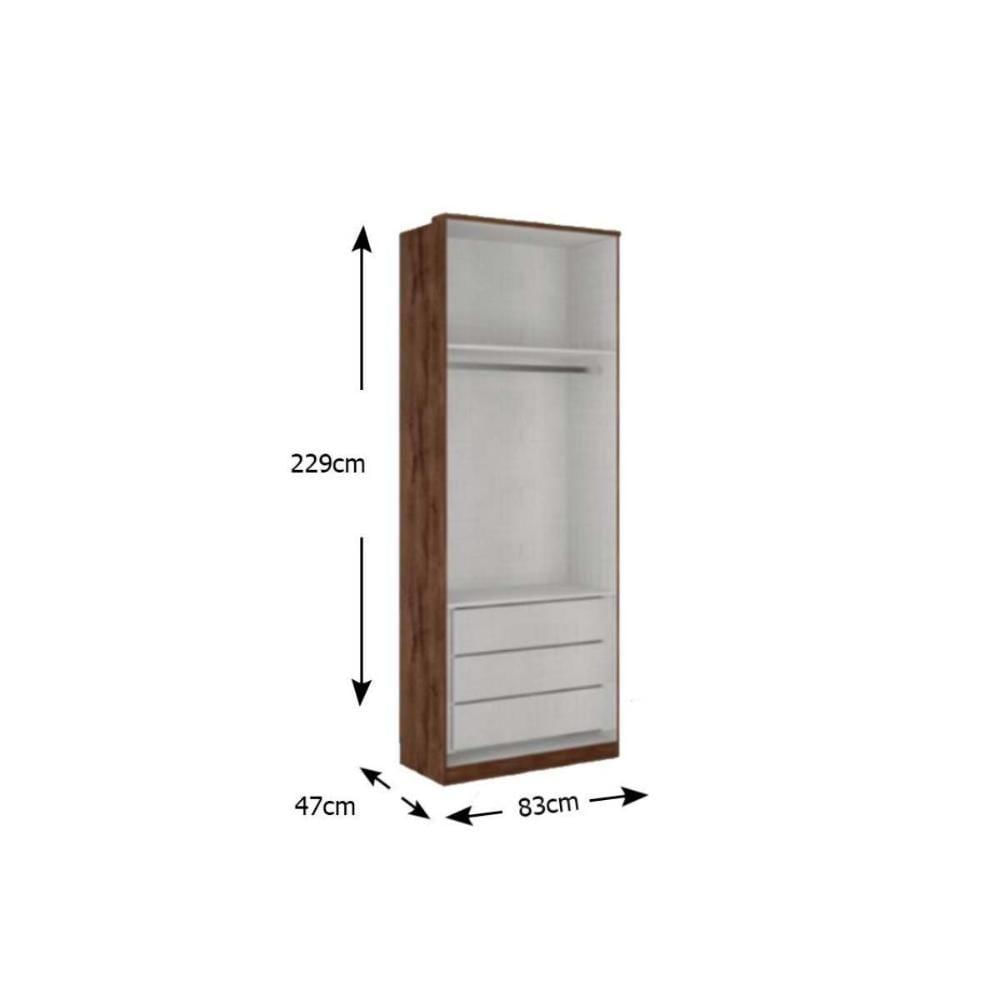 Miniatura Módulo Guarda Roupa Gold Bari C/ 2 Portas E 3 Gavetas Branco - Novo Horizonte