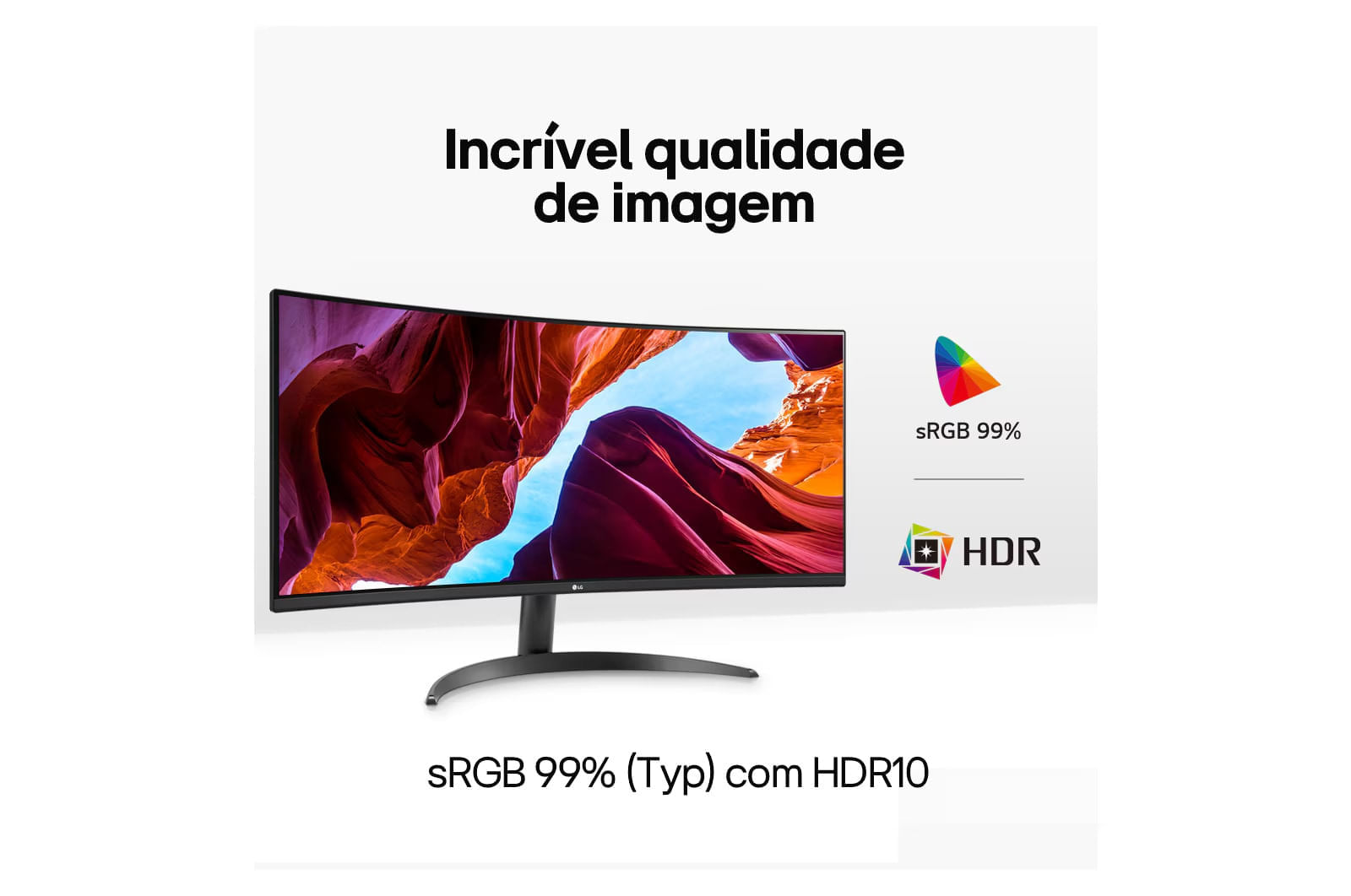 Miniatura Monitor LG UltraWide™️ Curvo – Tela VA de 34”, WQHD 3440 x 1440, 21:9, sRGB 99%, HDR10, PBP, 100Hz, AMD FreeSync™️ - 34WR50QC-B Preto - 34WR50QC-B