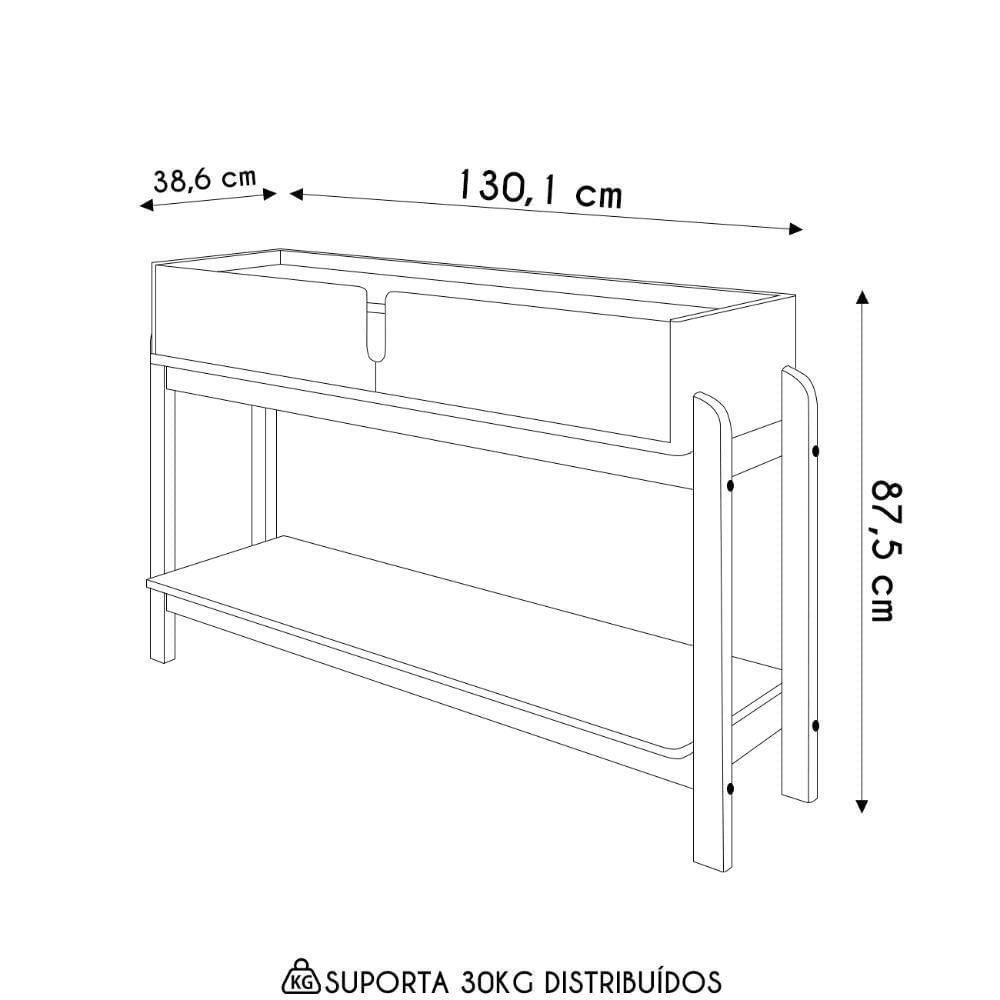 Aparador De Sala 2 Gavetas 130cm Nay C14 Cinza Perola/cedro - Mpozenato