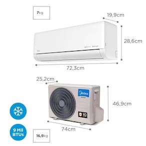 Ar-Condicionado Split Inverter Midea 9000 BTUs AI Ecomaster Frio Branco 220V