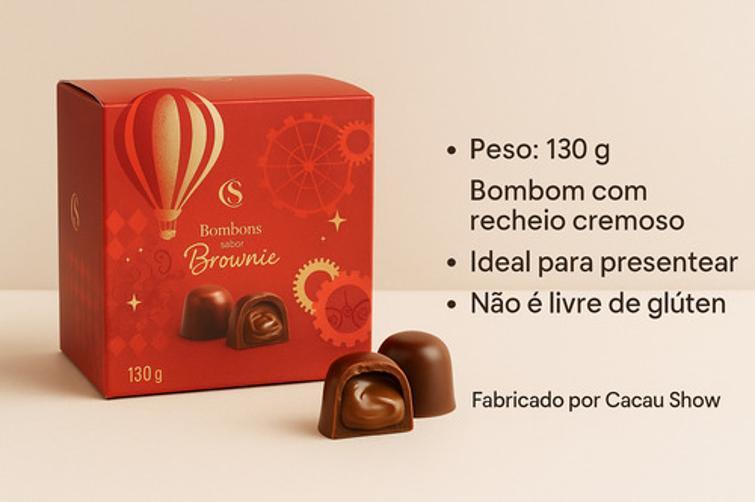 Miniatura Cubo Com Bombons Sabor Brownie 130G Cacau Show Para Presente