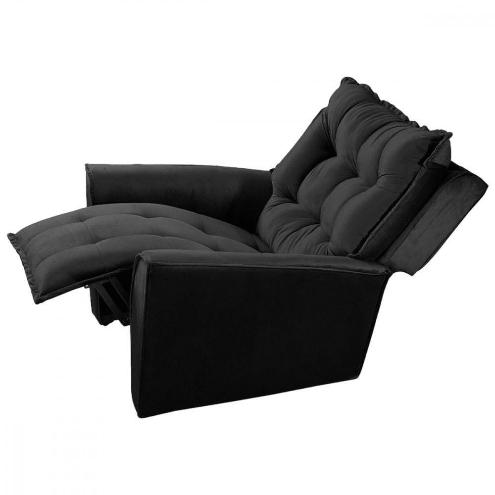 Miniatura Poltrona Reclinavel Do Papai Para Sala King Veludo Preto Preto