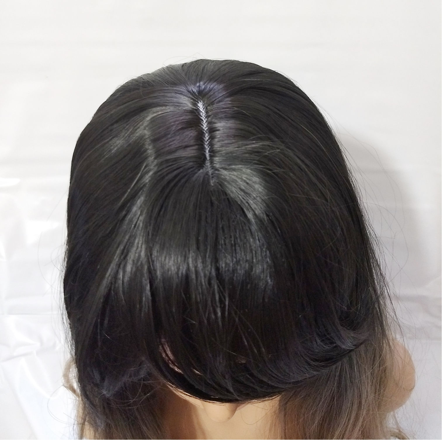 Miniatura Peruca Lace Wig Lisa Preto com Loiro Ombre Hair Fibra Futura