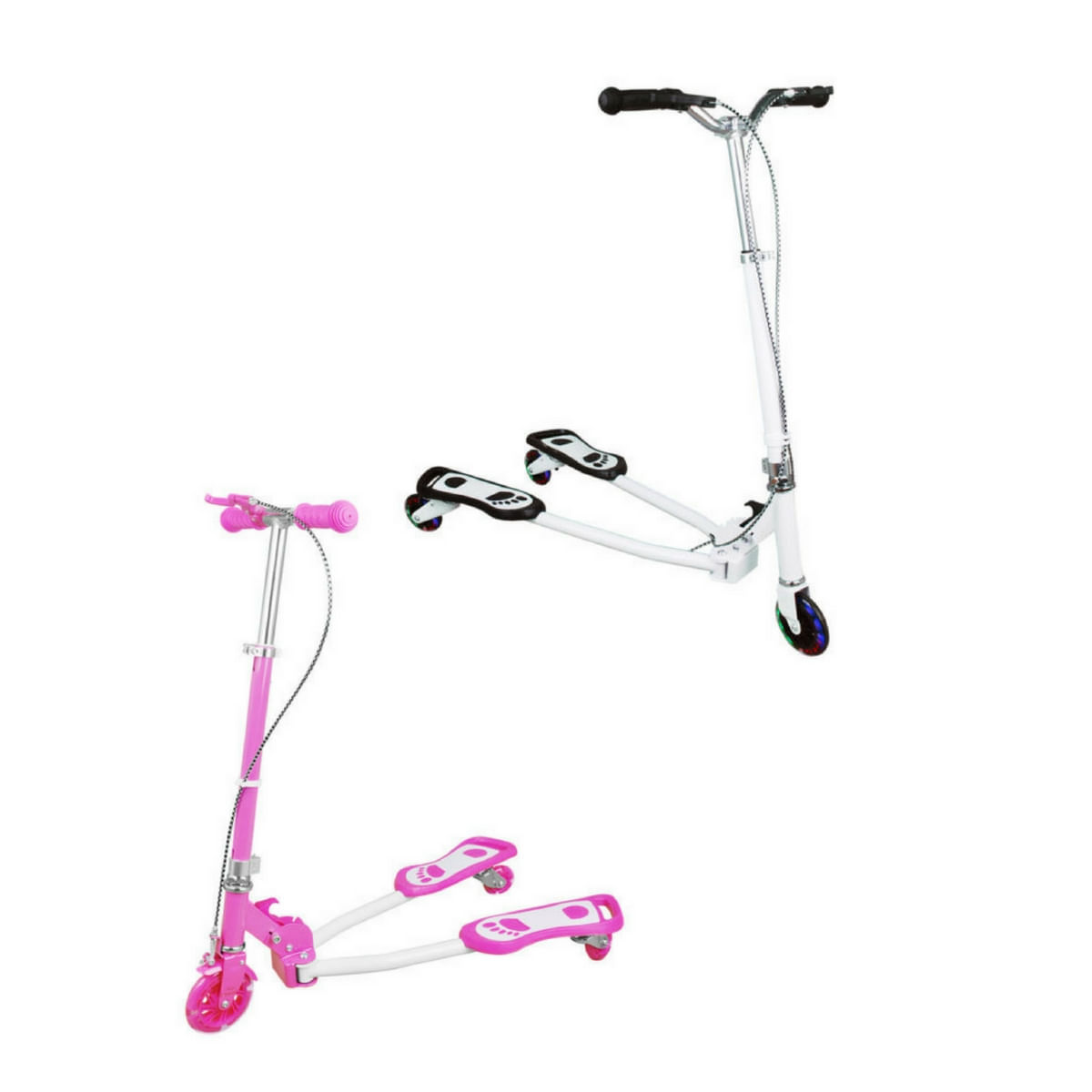 Miniatura Kit 2 Patinete Frog Infantil 3 Rodas Com Luzes Dm Toys