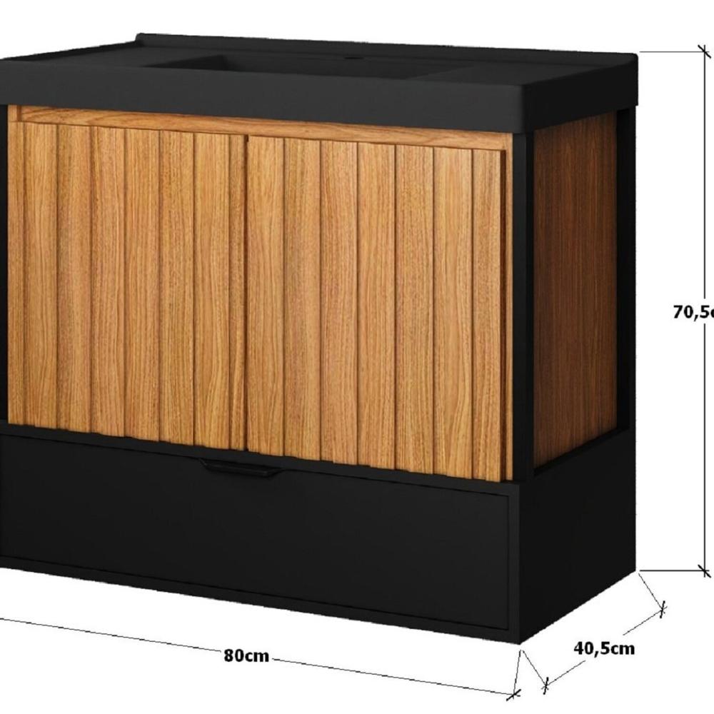 Miniatura Gabinete de Banheiro Toucador Ana 80 Preto