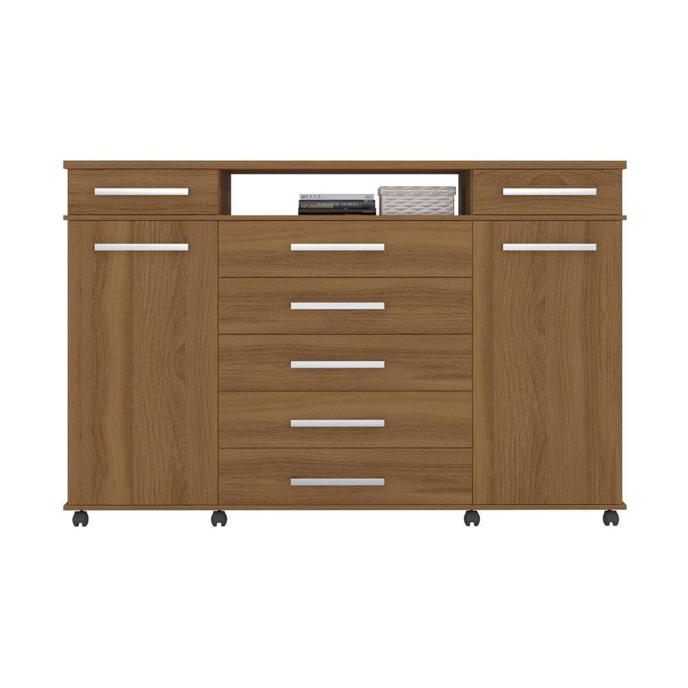 Miniatura Cômoda 2 Portas 7 Gavetas Com Rodízios Cr40117 Amêndola Amêndola