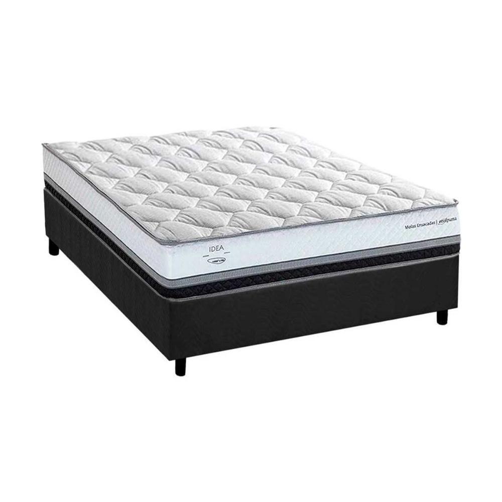 Miniatura Cama Box Viúva: Colchão Molas Ensacadas Herval La Playa C1634 + Base Crc Suede Gray (128x188x33)