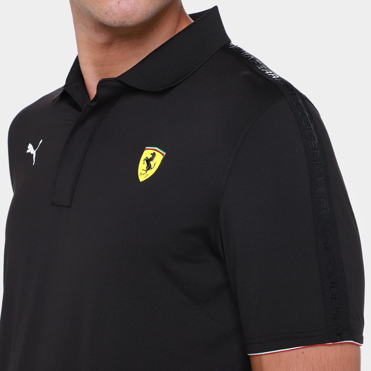 Miniatura Camisa Polo Puma Ferrari Race Cloudspun Masculina Preto - G