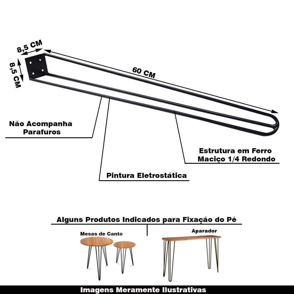 Miniatura Pé De Metal 60 Cm Harpin Legs Mesa De Canto Preto