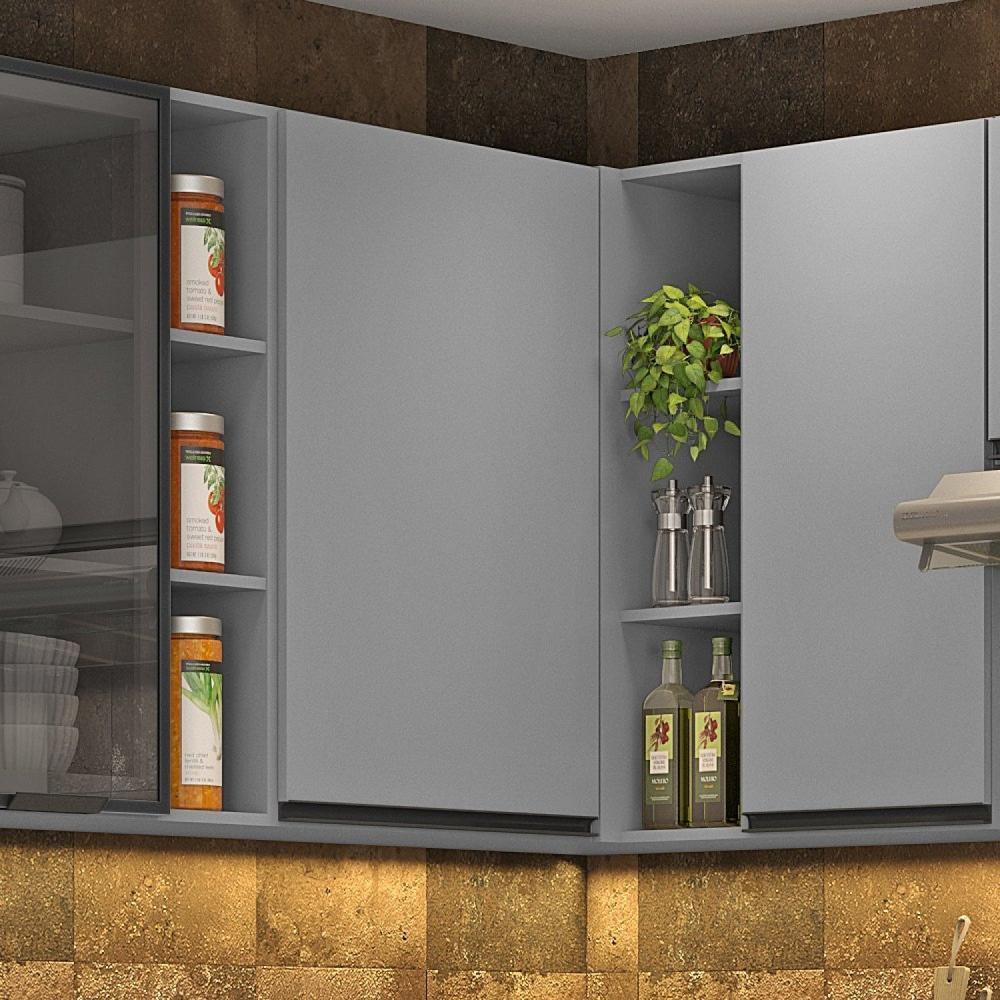 Miniatura Armário Aéreo para Cozinha 90x29,5x94,5cm Canto Reto 1 Porta Ketlin Henn Cinza