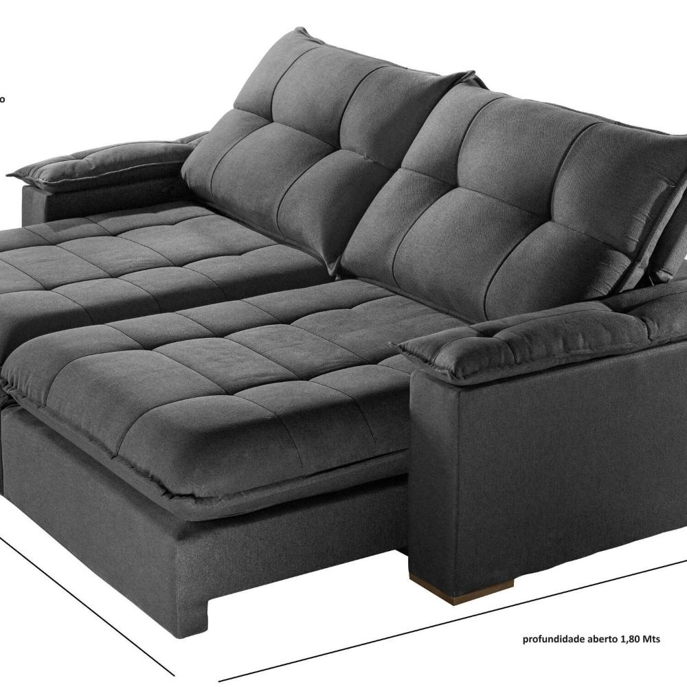 Miniatura Sofá Retrátil e Reclinável, com Molas Ensacadas, Espuma D28 2,0cm (l) Cinza