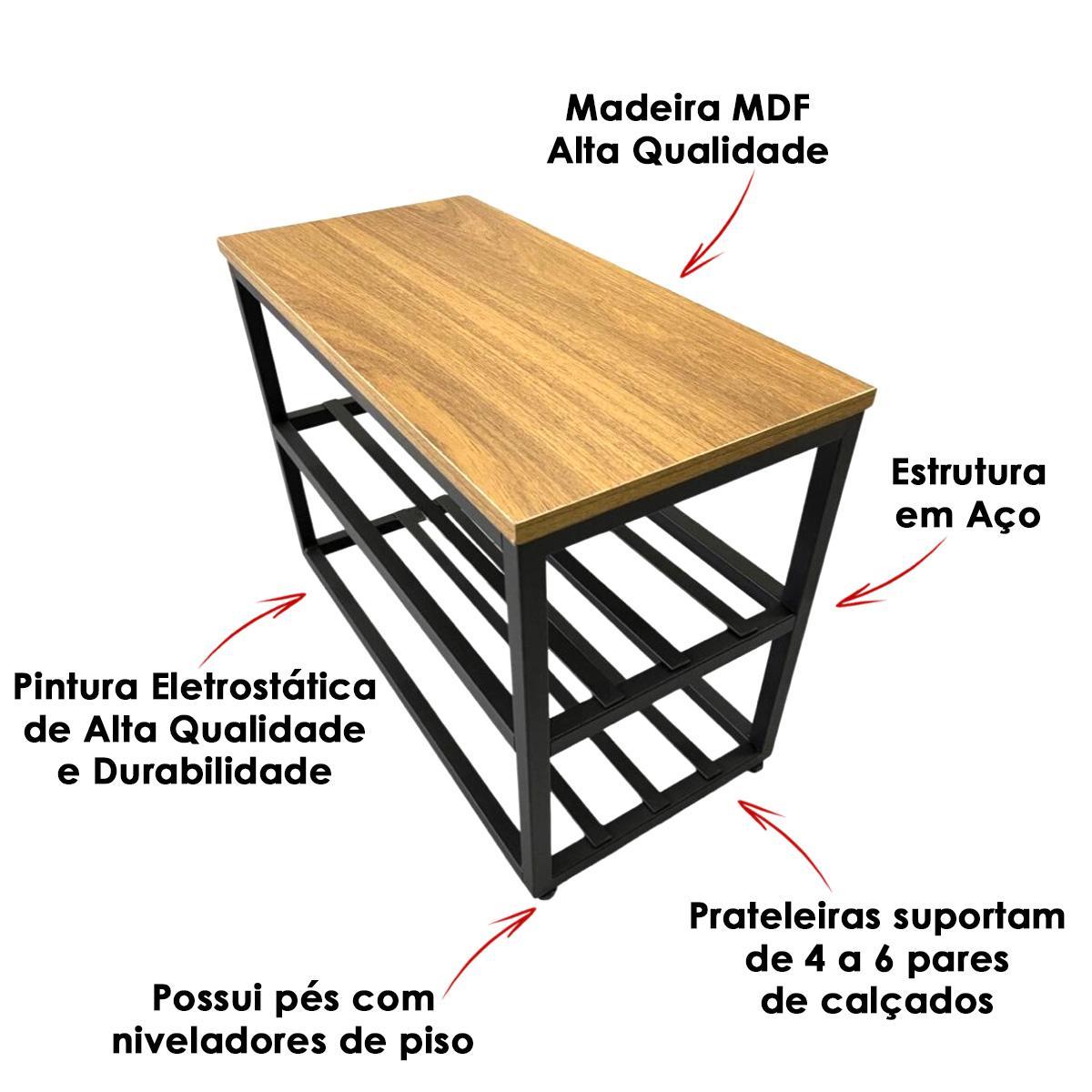 Miniatura Sapateira Banco Banquinho Organizadora 60Cm Hall De Entrada