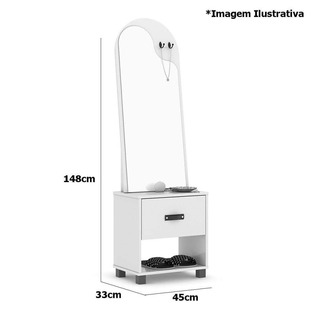 Miniatura Toucador Com Espelho 1 Gaveta Nicho E 2 Ganchos Oranix Off White/freijó