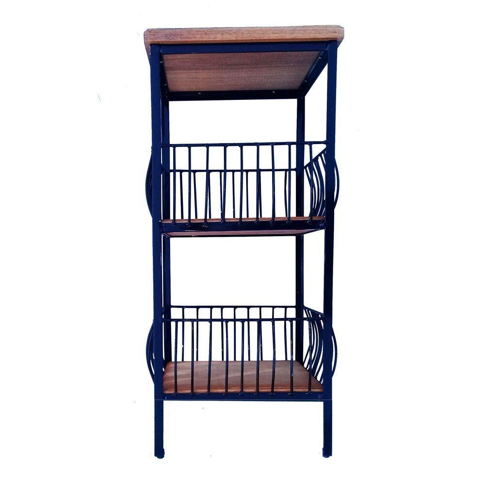 Fruteira De Ferro E Madeira 2 Andares Com Ladrilho Hidráulico Artesanal Ladrilho D1