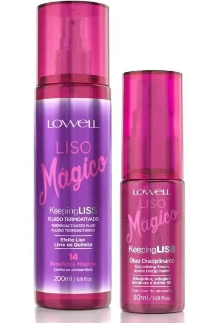 Miniatura Kit Liso Mágico Lowell Spray Efeito Liso E Óleo Serum