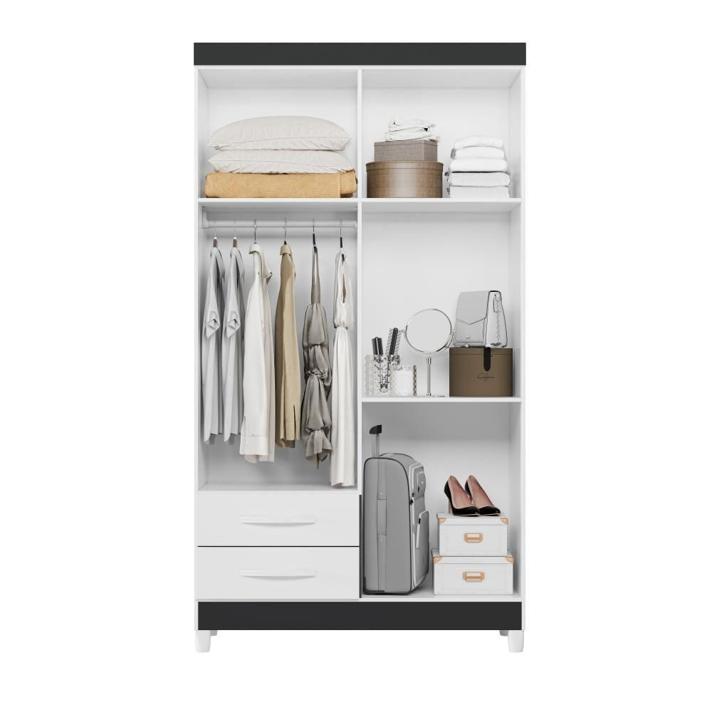Guarda Roupa Com Espelho Valentina Branco Titanium Azul Rosa
