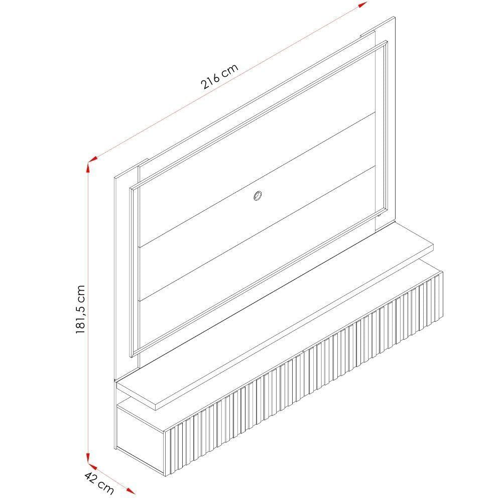 Miniatura Painel Suspenso Tv 75 Polegadas Gaia Cinamomo Off White Madetec
