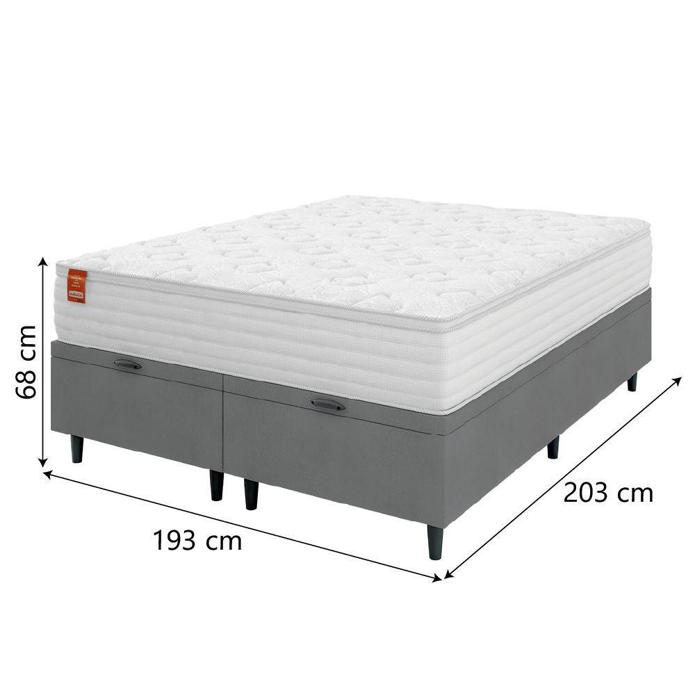 Miniatura Cama Box Baú Colchão Casal King Molas Ensacadas Real Branco / Cinza Inducol Branco