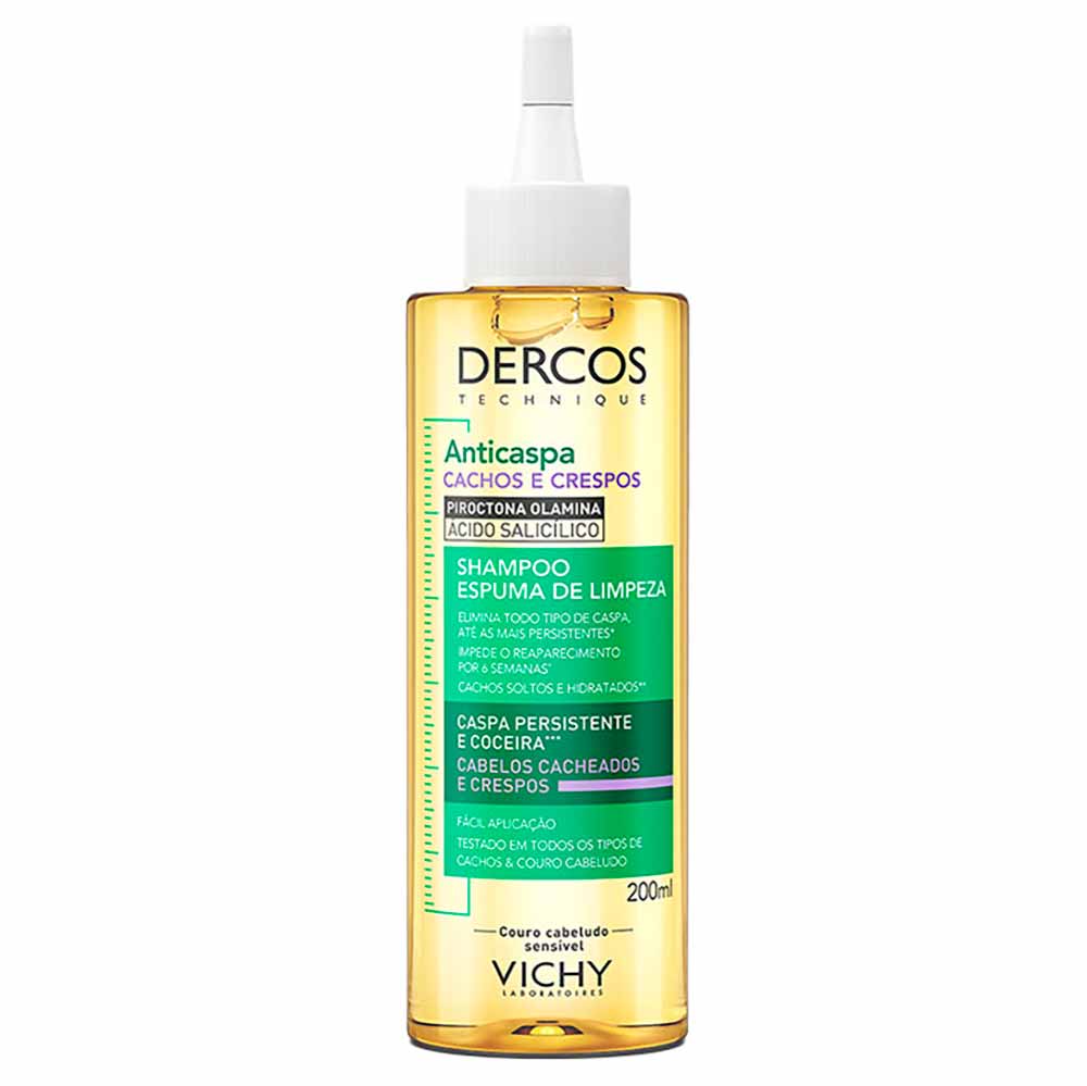 Miniatura Espuma de Limpeza Vichy Dercos Anticaspa Para Cabelos Crespos e Cacheados 200ml