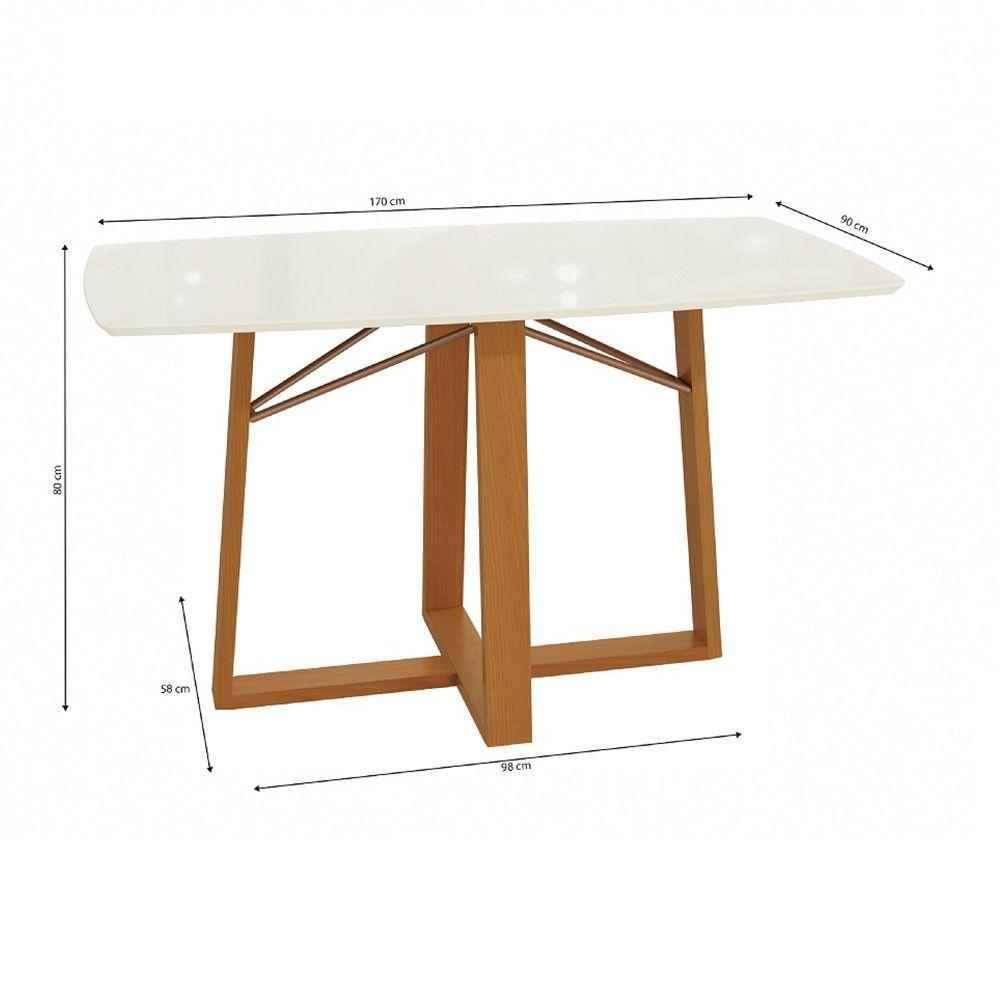 Miniatura Mesa De Jantar Elma Para 6 Lugares 170x90cm Kappesberg Carvalho E Off White