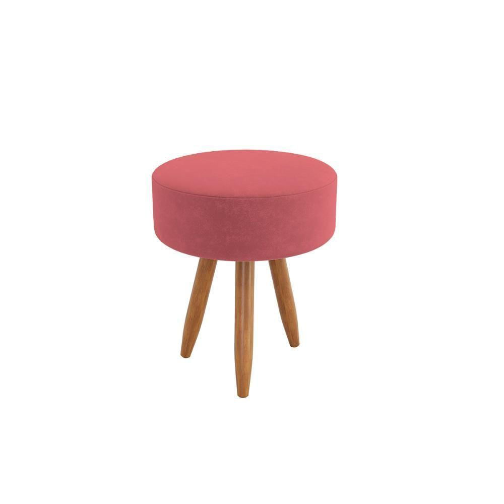 Miniatura Puff Redondo Decorativo Sala Escritório Estética Luxo Rosa