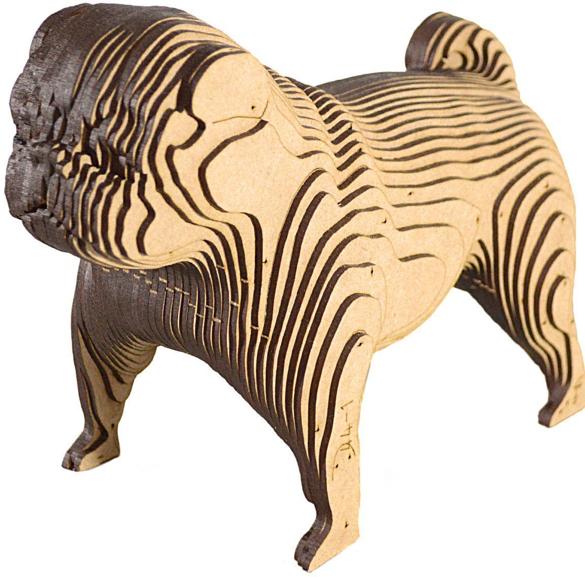 Miniatura Quebra Cabeças 3D Pug Decoração Ornamento Enfeite