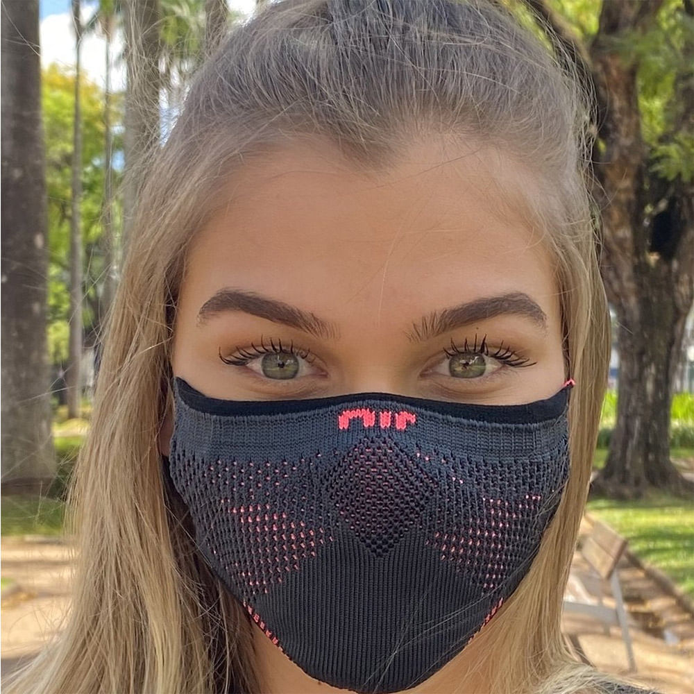 Miniatura Máscara de Proteção Ebeus 3D Air Knit Grafite com Rosa Tamanho M 1 Unidade