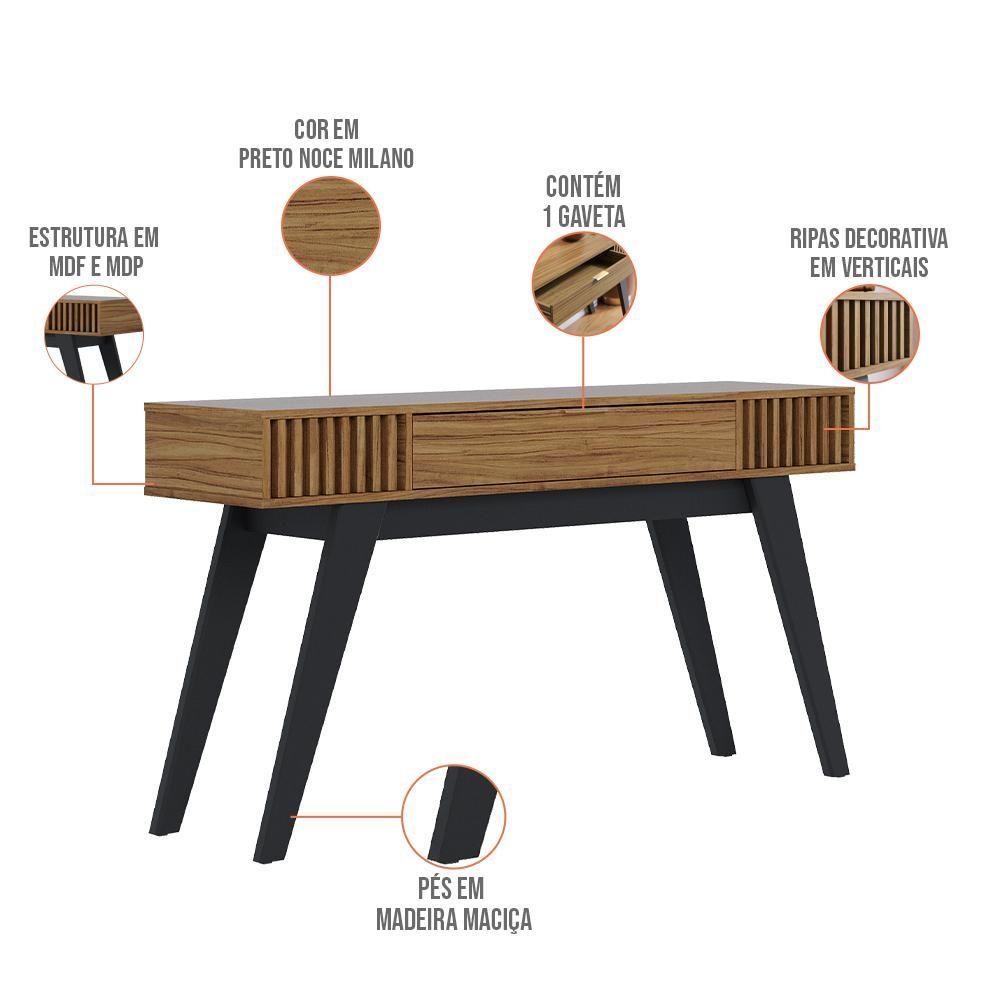 Aparador Delta C04 Preto Noce Milano Espelho Adnet Preto