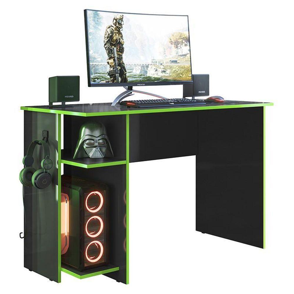 Miniatura Mesa Para Computador Gamer 3875 Preto Fosco-verde - Qmovi Preto Fosco-verde