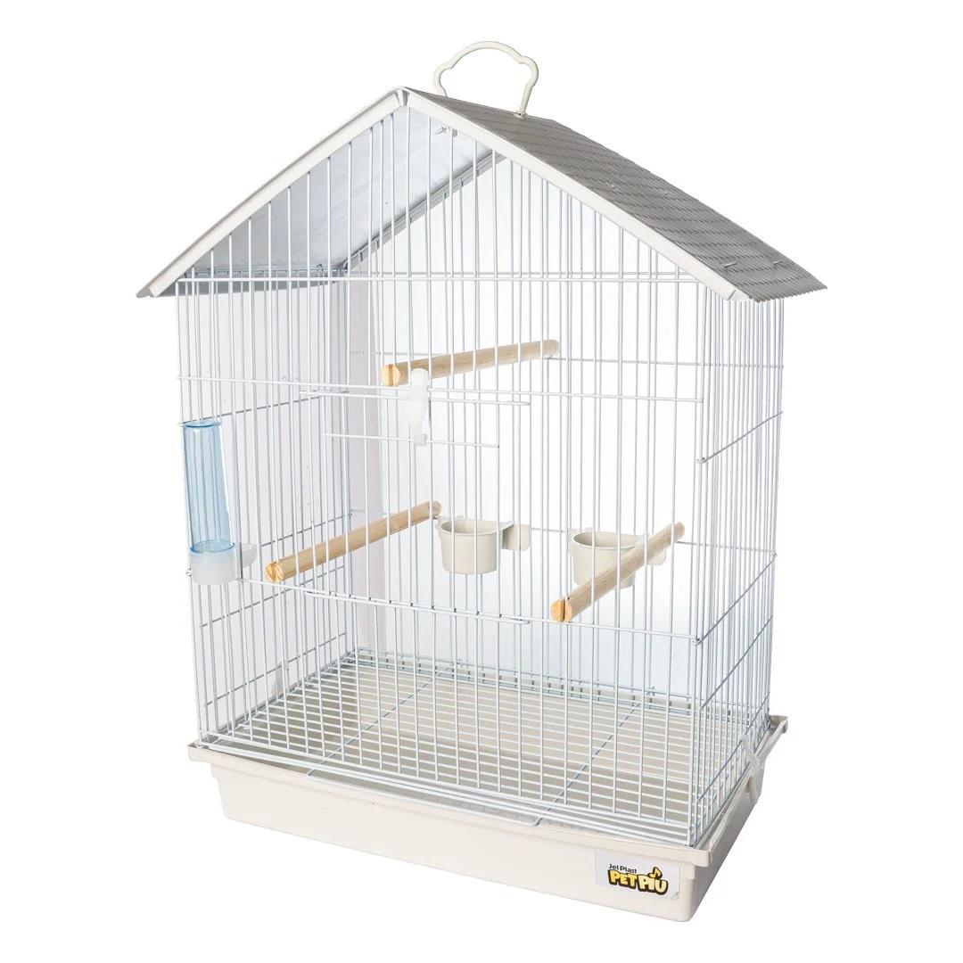 Miniatura Gaiola Calopsita Teto Plástico Branca Pet Piu Jel Plast