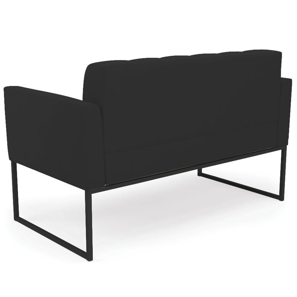 Sofá Namoradeira E 2 Poltronas Base Industrial Preto Ana Veludo Preto - Ibiza