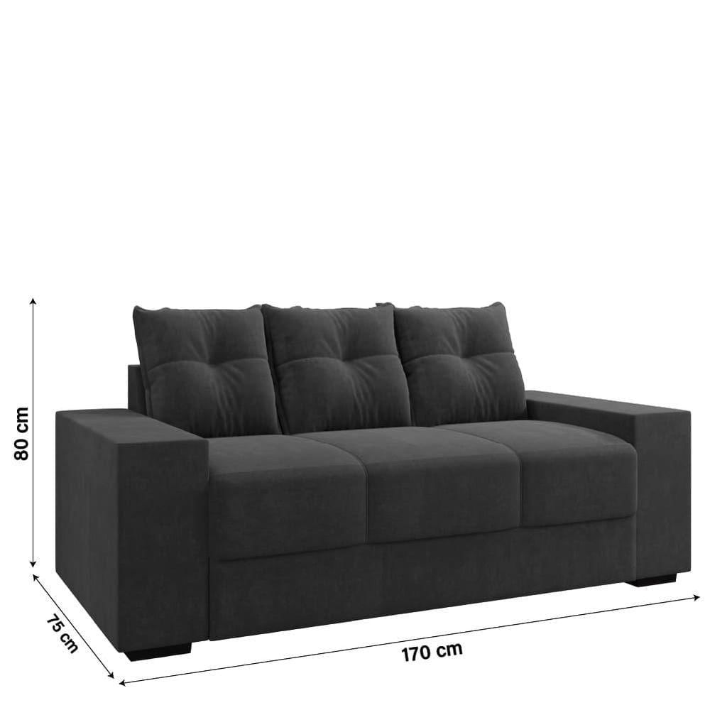 Miniatura Sofá Namoradeira 3 Lugares 1,70m Ibiza Suede Selmer Cinza