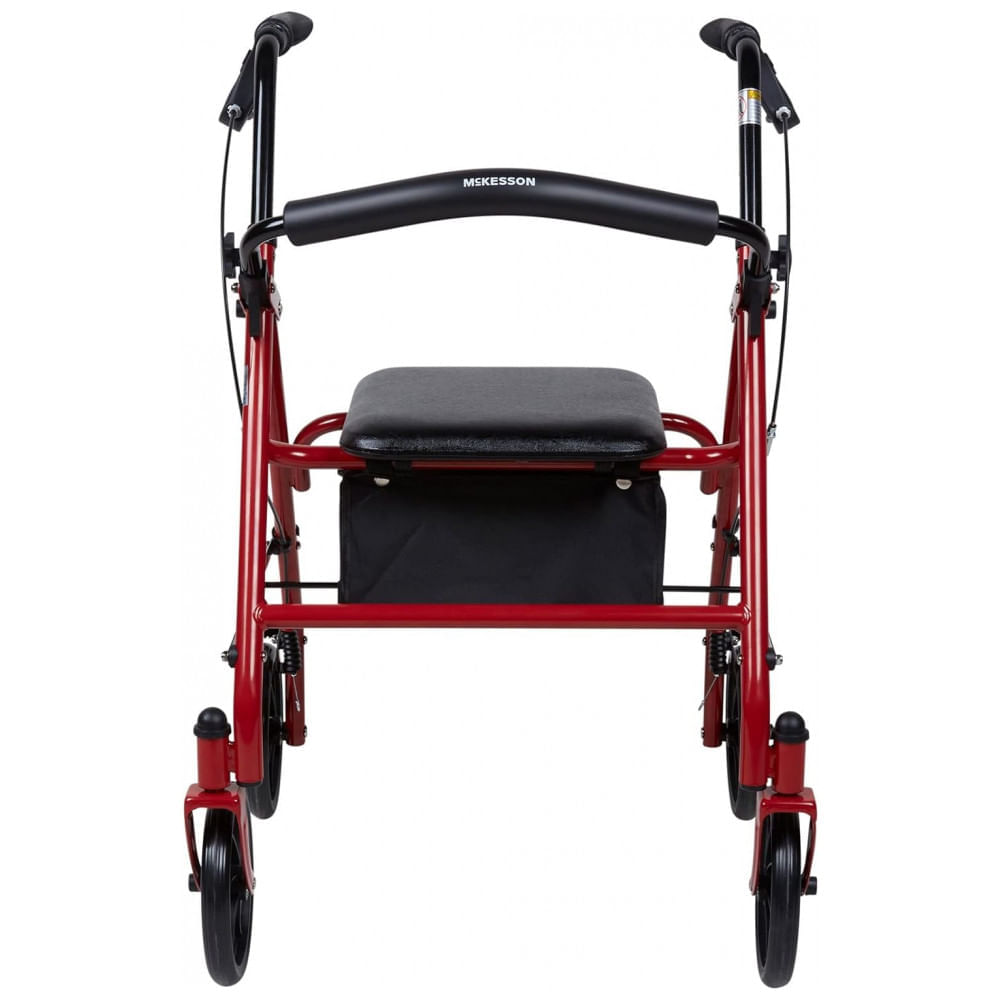 Miniatura Andador Adulto Idoso McKesson com Assento, Suporta até 136 Quilos, Vermelho