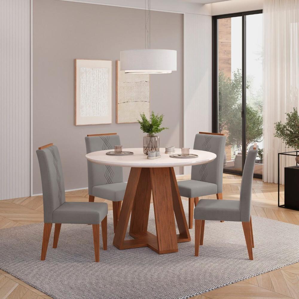 Miniatura Mesa Kiara Redonda com 4 Cadeiras Yasmin Freijo/ Off White/ Lunar