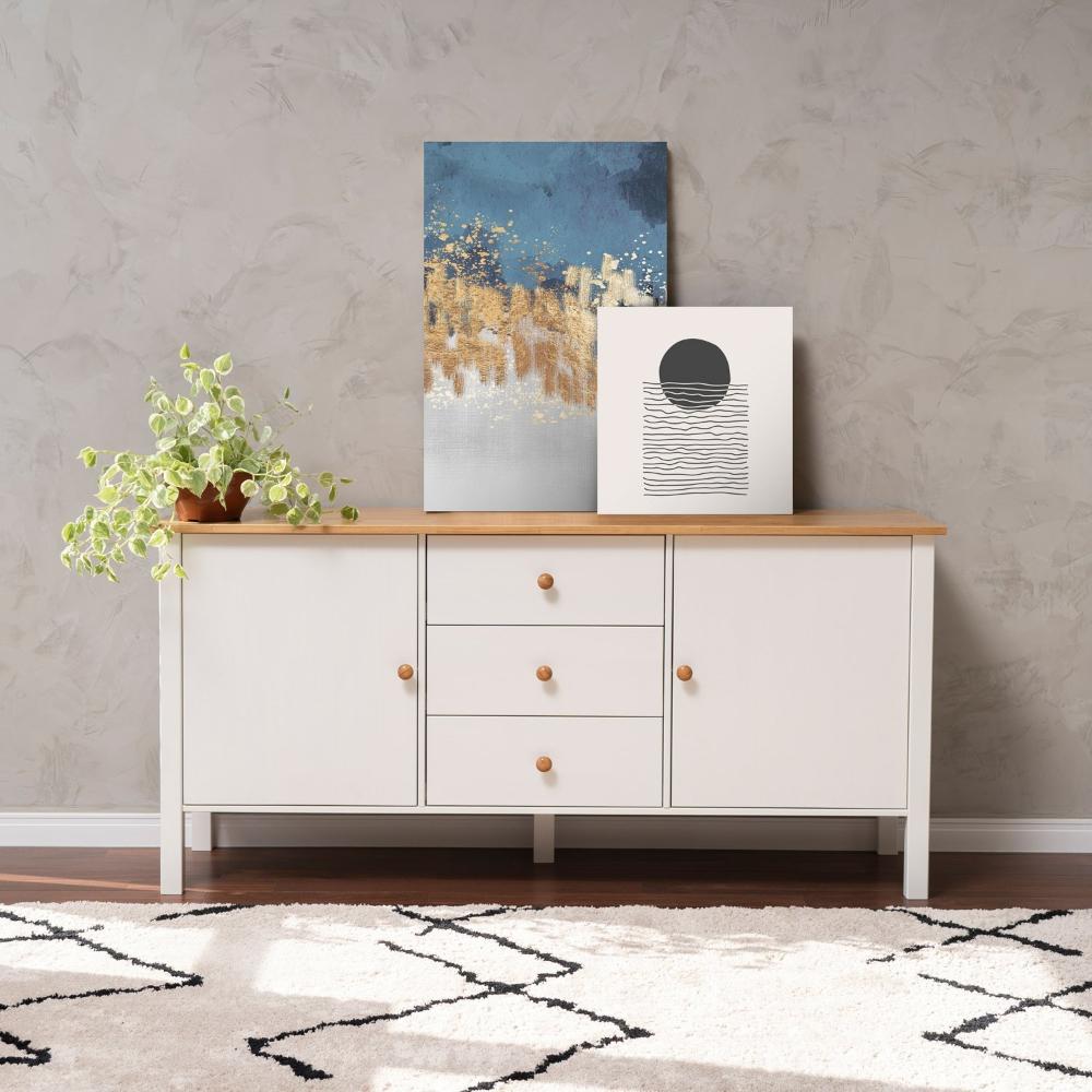 Miniatura Buffet 2 Portas 3 Gavetas Madeira Maciça Vanilla CabeCasa MadeiraMadeira Amêndoa/Branco