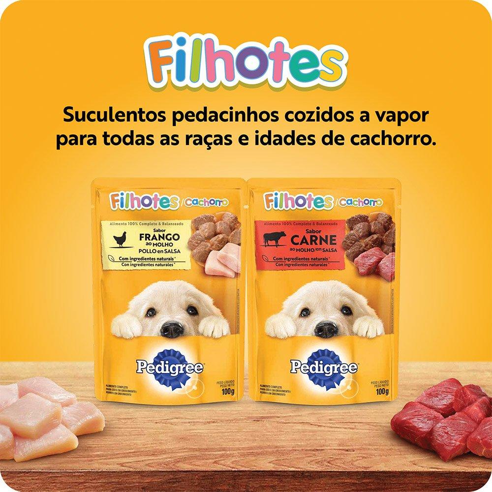 Kit Ração Úmida Pedigree Sachê Frango ao Molho para Cães Filhotes - 36 Unidades