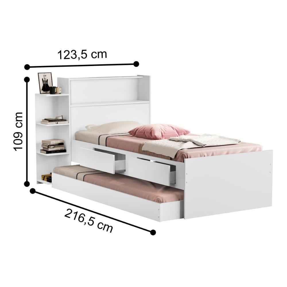 Miniatura Bicama Solteiro Com Baú E Nicho Branco