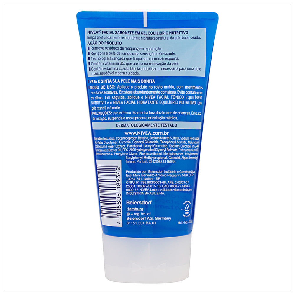 Miniatura Sabonete Em Gel Facial Nivea Equilíbrio Protetor 150ml