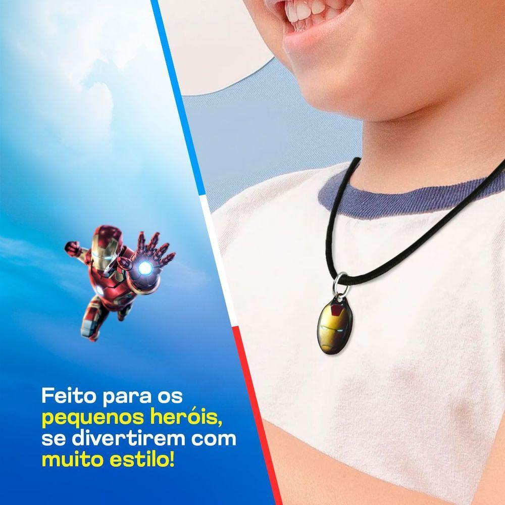 Miniatura Colar Infantil Menino + Pingente Qualidade Premium Iron Man Moda Homem De Ferro Ajustavel Heroi