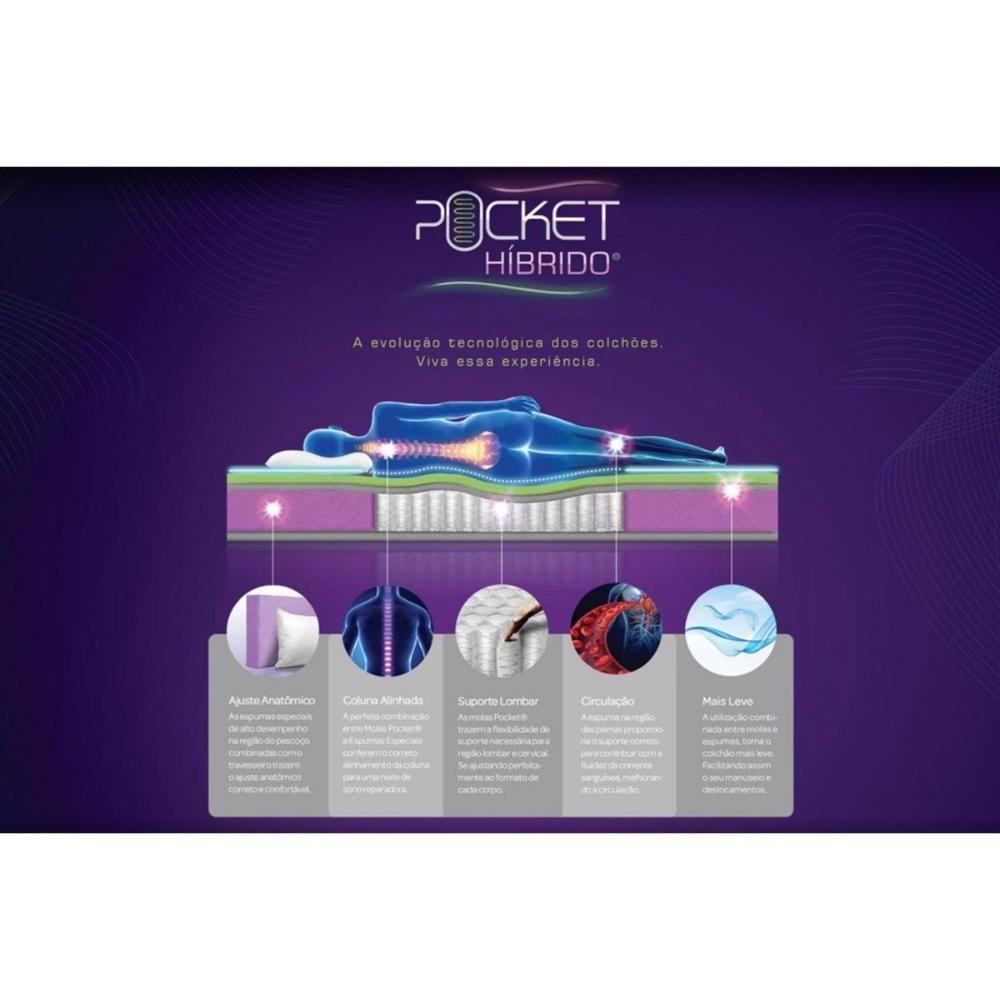 Miniatura Colchão King Molas Ensacadas Pocket Revolution Híbrido Pillow (193x203x27) - Castor